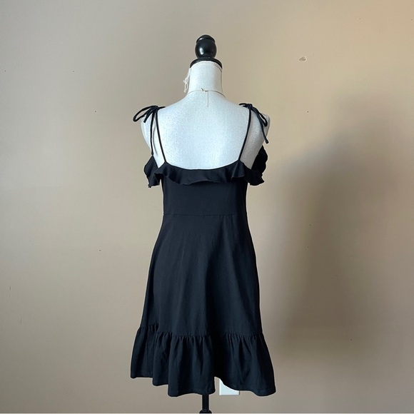 ASOS | Black Ruffle Tie Spaghetti Strap Mini Dress Sz 8 - Picture 5 of 8